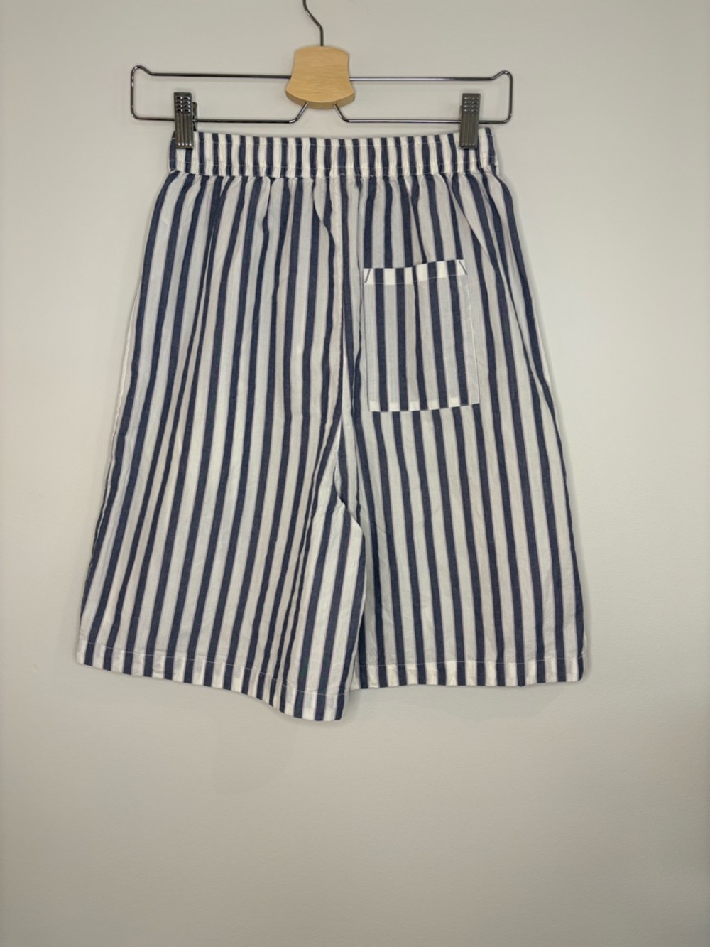 Anthropologie Blue and White Vertical Stripe Bermuda Shorts - Picture 2 of 4